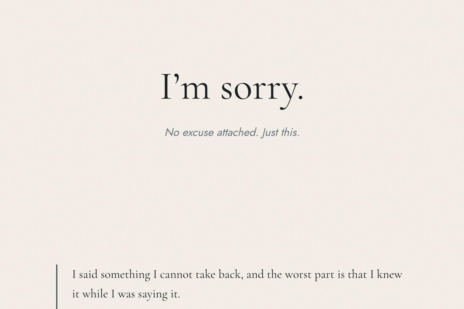 I’m Sorry template preview